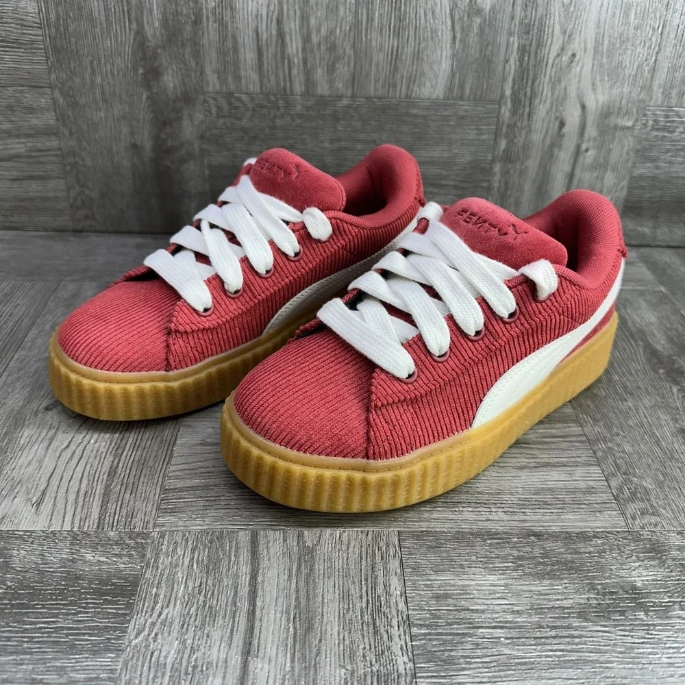 Puma Fenty Creeper Kids 2.5C Red Corduroy Platform‎ Sneakers NEW 399873-04